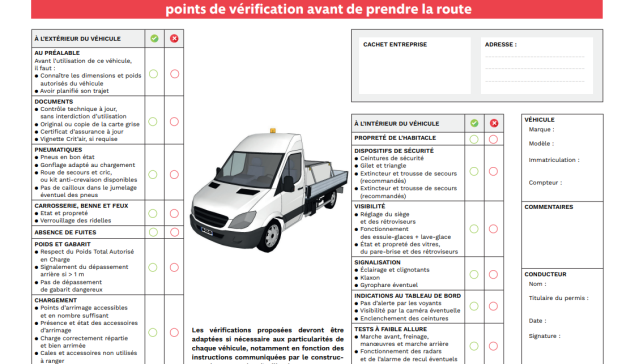 Je vérifie le fourgon plateau et/ou benne avant de prendre le volant