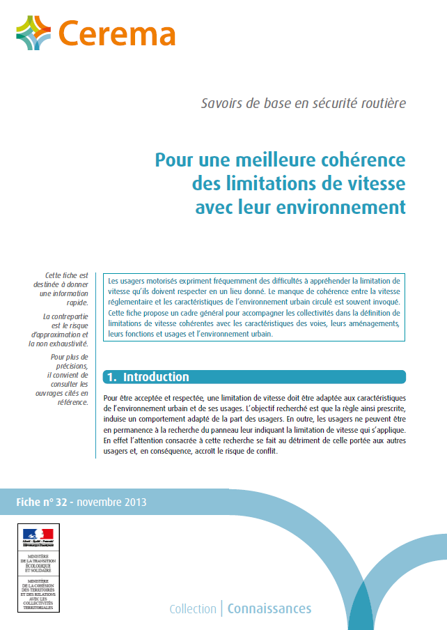 Meilleure cohérence des limitations de vitesse avec leur environnement
